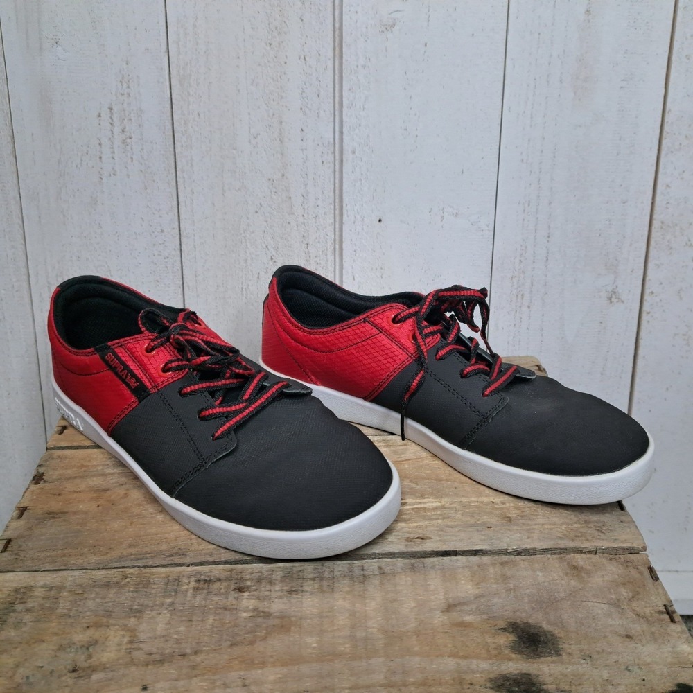 Skatecore Streetwear Supra Stacks Mens Skate Shoes Red Black Low To Size 10